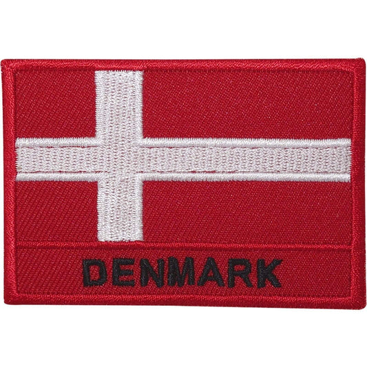 Denmark Flag Embroidered Iron / Sew On Patch Bag T Shirt Danish Embroidery Badge