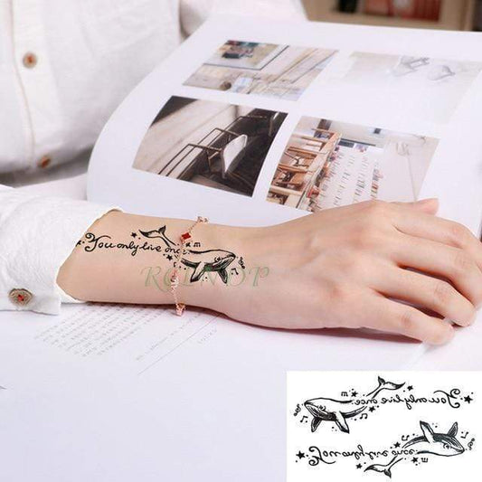 Dolphin Temporary Tattoo Stickers Removable Stick On Transfers Flash Fake Tattoos Sheet