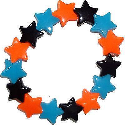 Elastic Black Orange Blue Stars Bracelet Wristband Bangle Girls Kids Jewellery