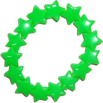 Elastic Neon Green Stars Bracelet Wristband Bangle Toddler Girls Kids Jewellery