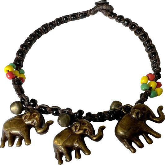 Elephant Beads Ankle Bracelet Foot Anklet Black Brown Chain Women Girl Jewellery