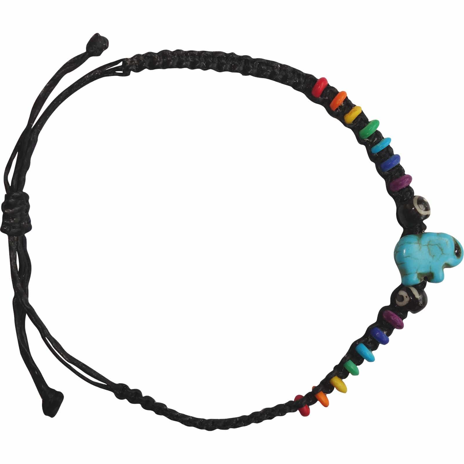 Elephant Bracelet Rainbow Bead Wristband Bangle Mens Womens Boys Girls Jewellery
