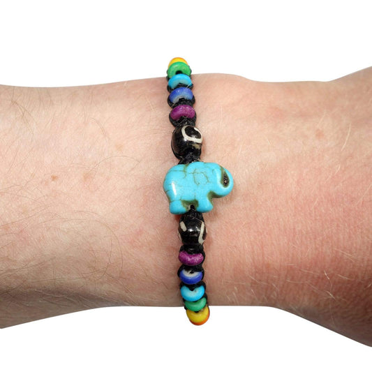 Elephant Bracelet Rainbow Bead Wristband Bangle Mens Womens Boys Girls Jewellery