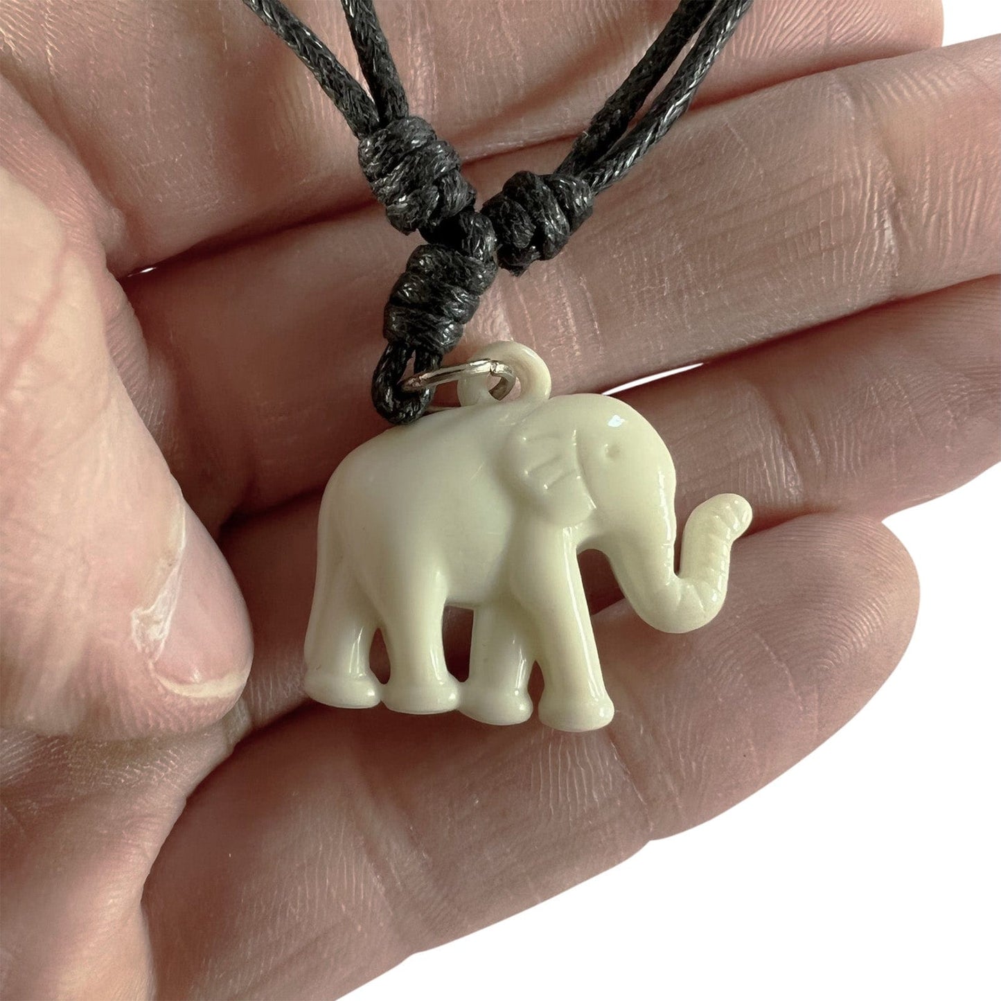 Elephant Pendant Black Cord Necklace Chain Womens Mens Kids Girls Boys Jewellery