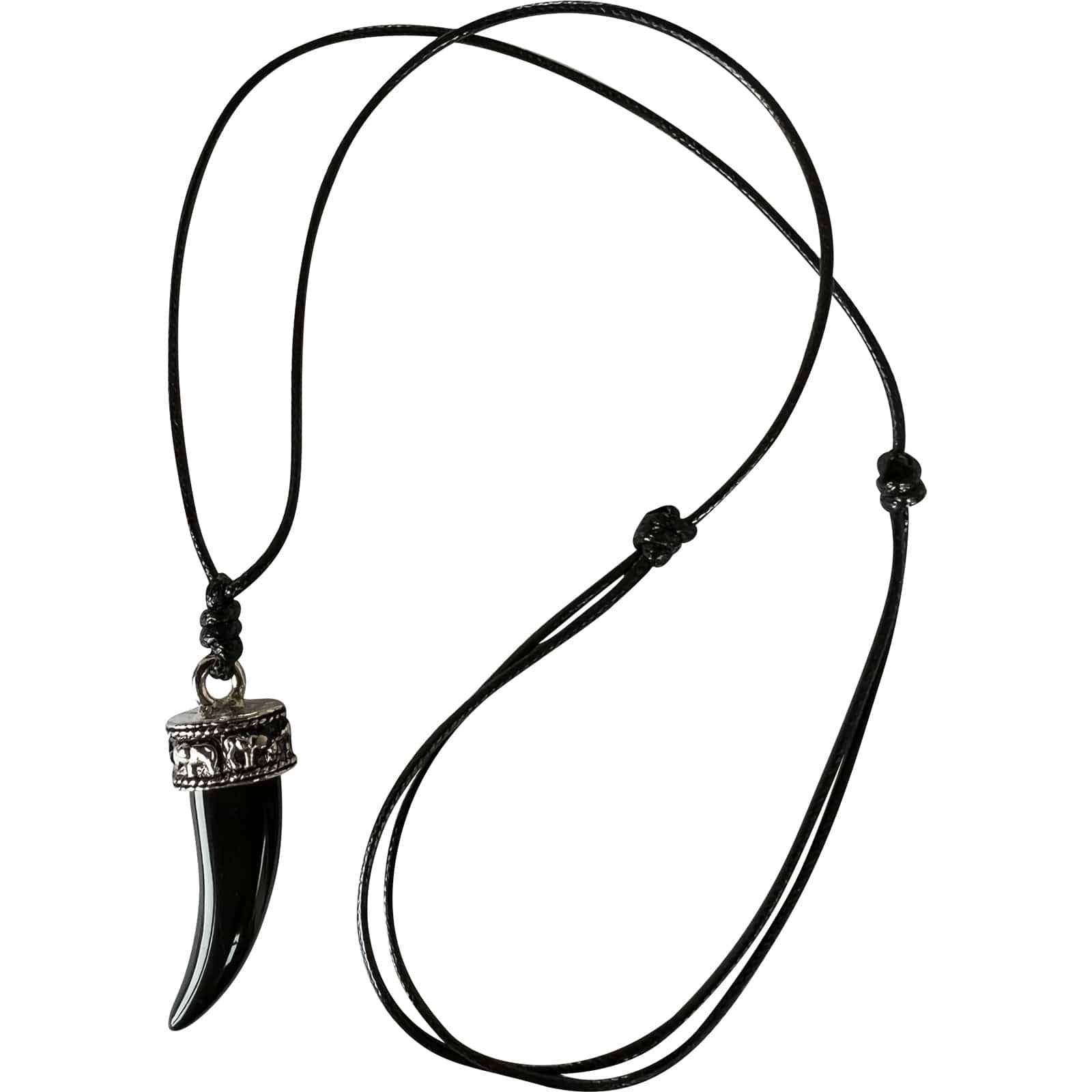 Elephant Tooth Horn Tusk Pendant Necklace Black Cord Chain Mens Ladies Jewellery