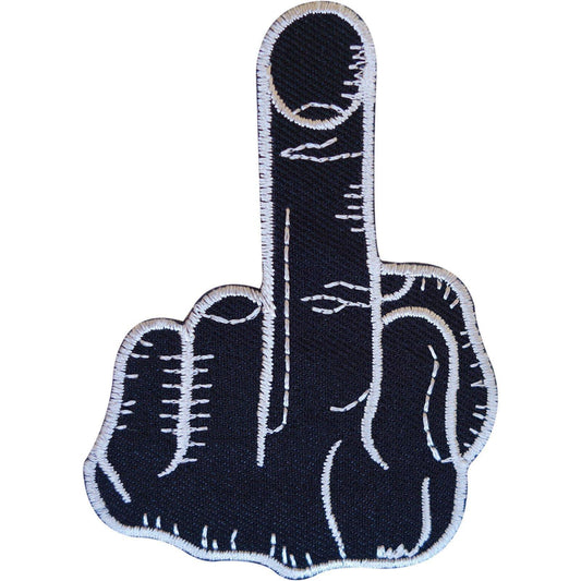 Embroidered Black Middle Finger Patch Badge Iron Sew On T Shirt Jeans Bag Jacket
