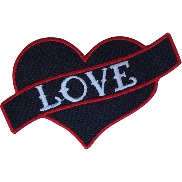 Embroidered Black Red Love Heart Tattoo Patch Badge Iron Sew On Shirt Jeans Bag