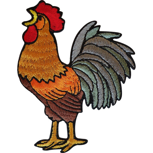 Embroidered Cockerel Iron On Patch Sew On Badge Rooster Cock Chicken Embroidery