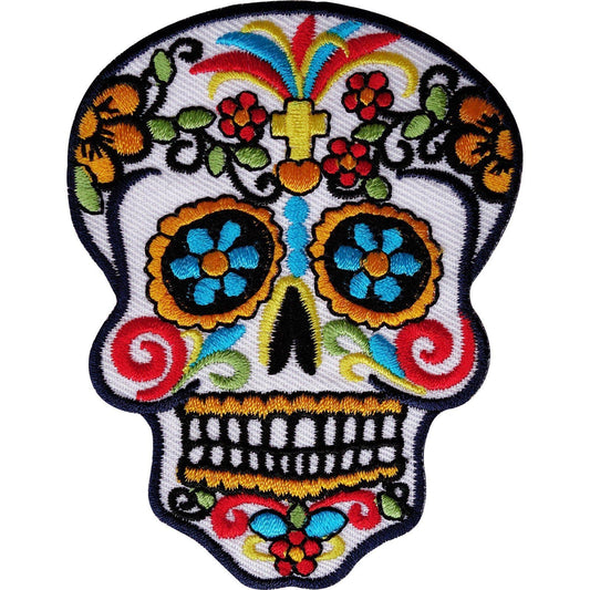 Embroidered Flower Skull Iron On Patch Sew On Embroidery Badge Skeleton Applique