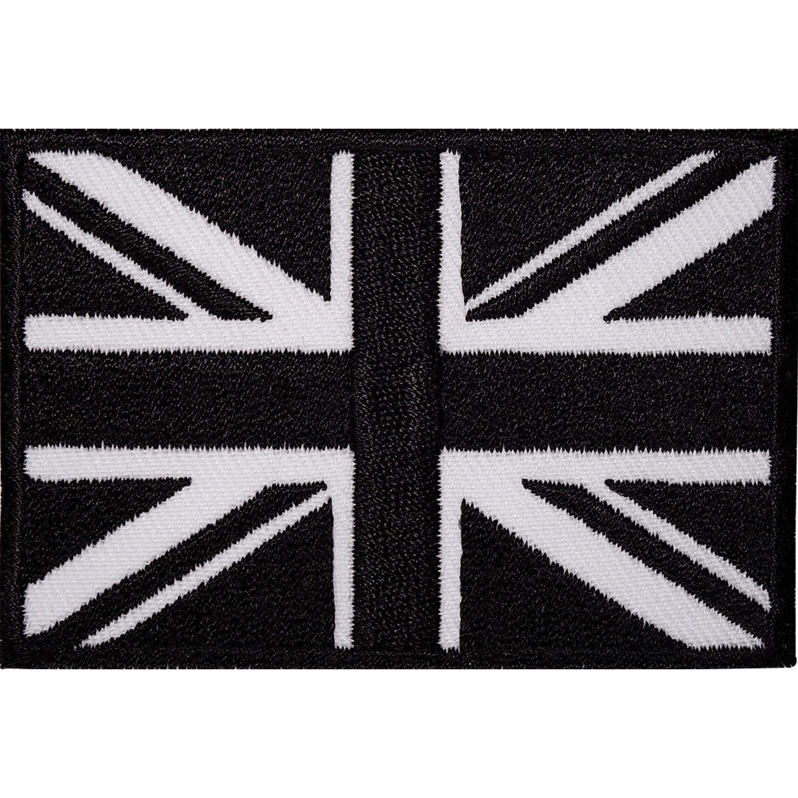 Embroidered Iron On Black UK Flag Patch Sew On Union Jack British Badge Applique