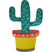 Embroidered Iron On Cactus Plant Patch Sew On Badge Embroidery Applique Motif