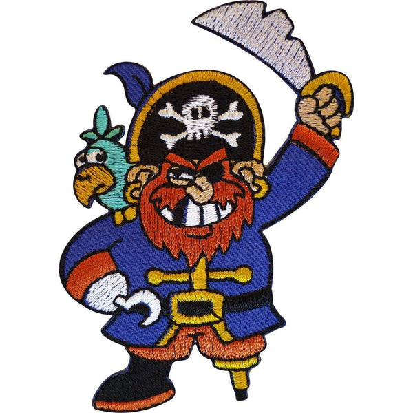 Embroidered Iron On Pirate Patch Sew On Badge with Hat Sword Peg Leg Parrot Hook