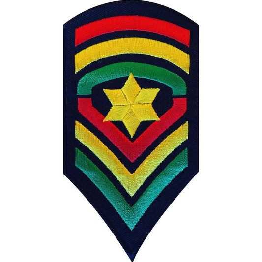 Embroidered Iron On Rasta Army Patch Sew On Biker Badge Chevrons Star Sergeant