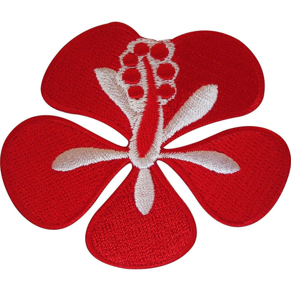 Embroidered Iron On Red Flower Patch Sew On Badge Crafts Embroidery Applique