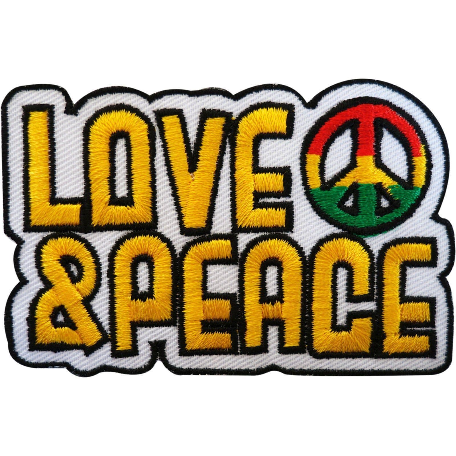 Embroidered Love and Peace Patch Badge Iron Sew On Hippie Rasta Reggae Sign Logo