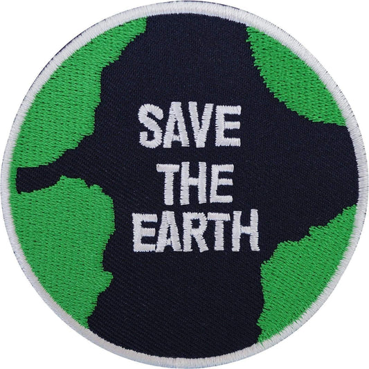 Embroidered Patch Save The Earth Iron On Sew On Embroidery Badge Green Peace WWF