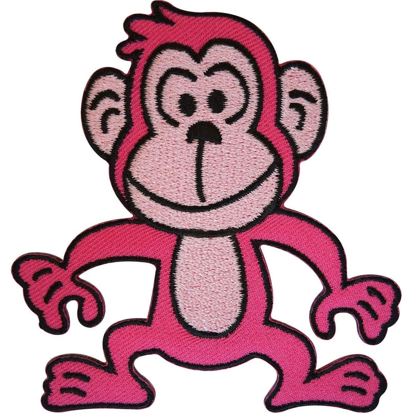 Embroidered Pink Monkey Iron On Badge Sew On Patch Chimp Ape Embroidery Applique