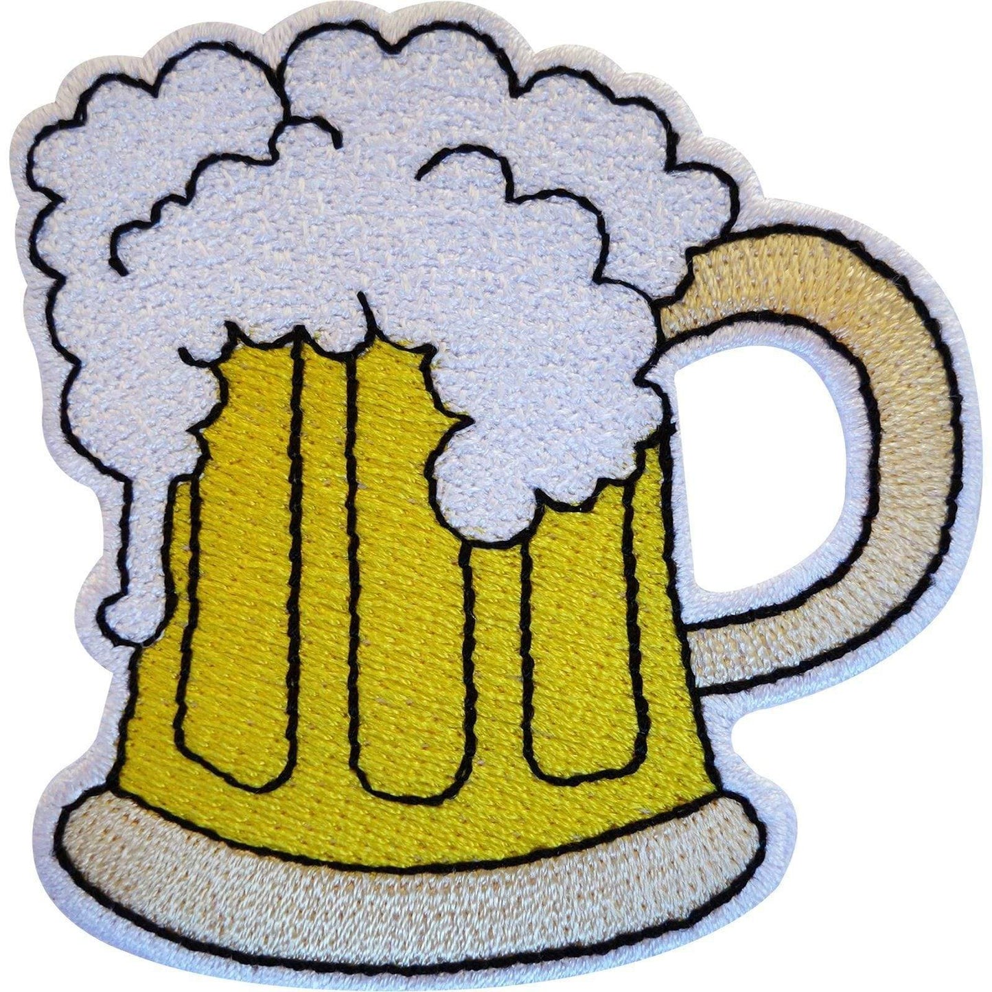 Embroidered Pint Glass of Beer Iron On Patch Sew On Badge Food Drink Embroidery