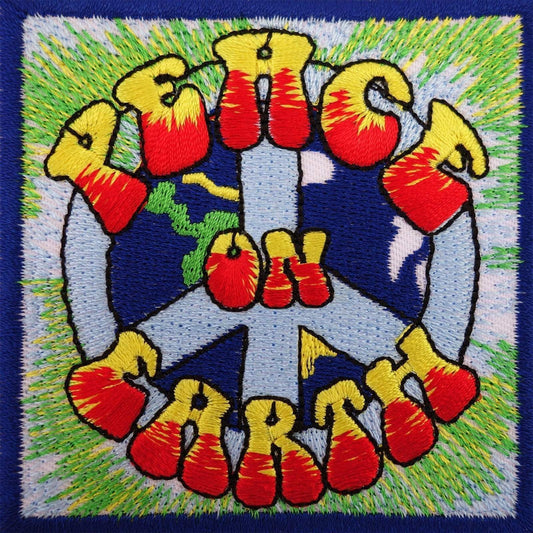 Embroidery Badge Clothes Patch Embroidered Peace On Earth Iron Sew On Hippie WWF