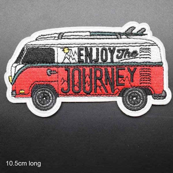 Enjoy The Journey Campervan Patch Iron On Sew On Embroidered Badge Surfer Embroidery Applique