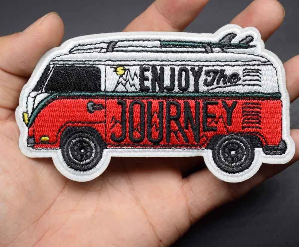 Enjoy The Journey Campervan Patch Iron On Sew On Embroidered Badge Surfer Embroidery Applique
