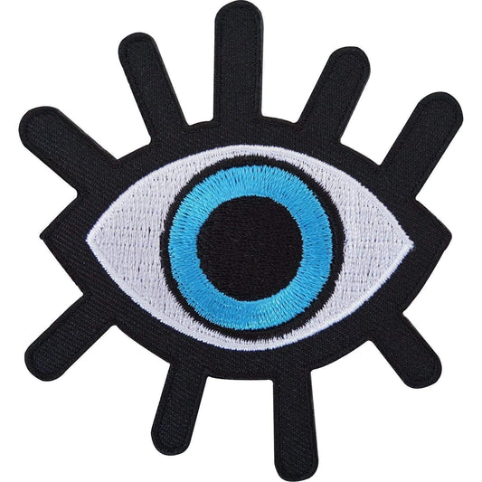 Evil Eye Embroidered Iron / Sew On Patch T Shirt Jeans Black Embroidery Badge