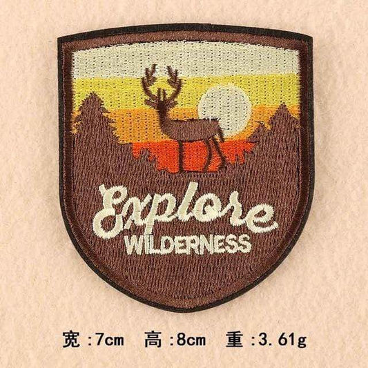 Explore Wilderness Patch Iron On Sew On Embroidered Badge Embroidery Applique Outdoor Camping Hiking Theme