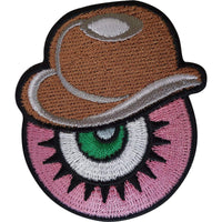 Eyeball Bowler Hat Patch Iron Sew On Eye Embroidery Applique Embroidered Badge