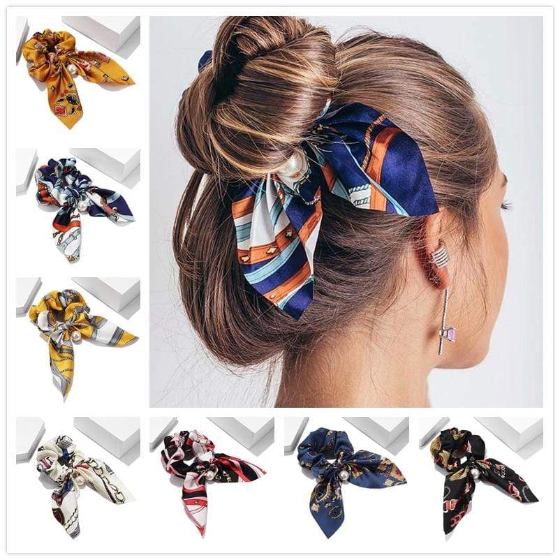 Fabric Bow Knot Elastic Hair Bands Scrunchies Bobbles