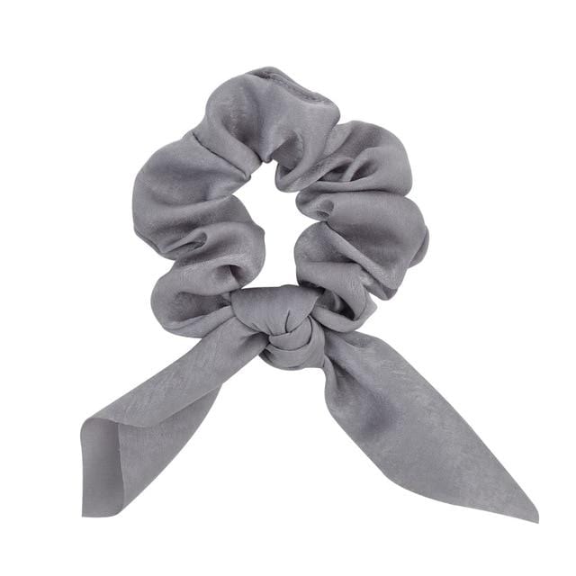 Grey Fabric Bow Knot Elastic Hair Bands Scrunchies Bobbles