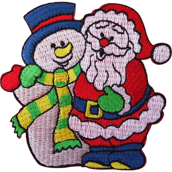 Father Christmas Snowman Embroidered Iron / Sew On Patch XMAS Decoration Badge