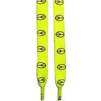 Flat Neon UV Fluorescent Yellow Peace Logo Shoe Laces Trainer Sneaker Pump Boot