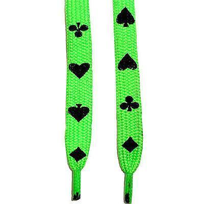 Flat Neon UV Green Playing Cards Poker Shoe Trainers Sneaker Boot Plimsoll Laces