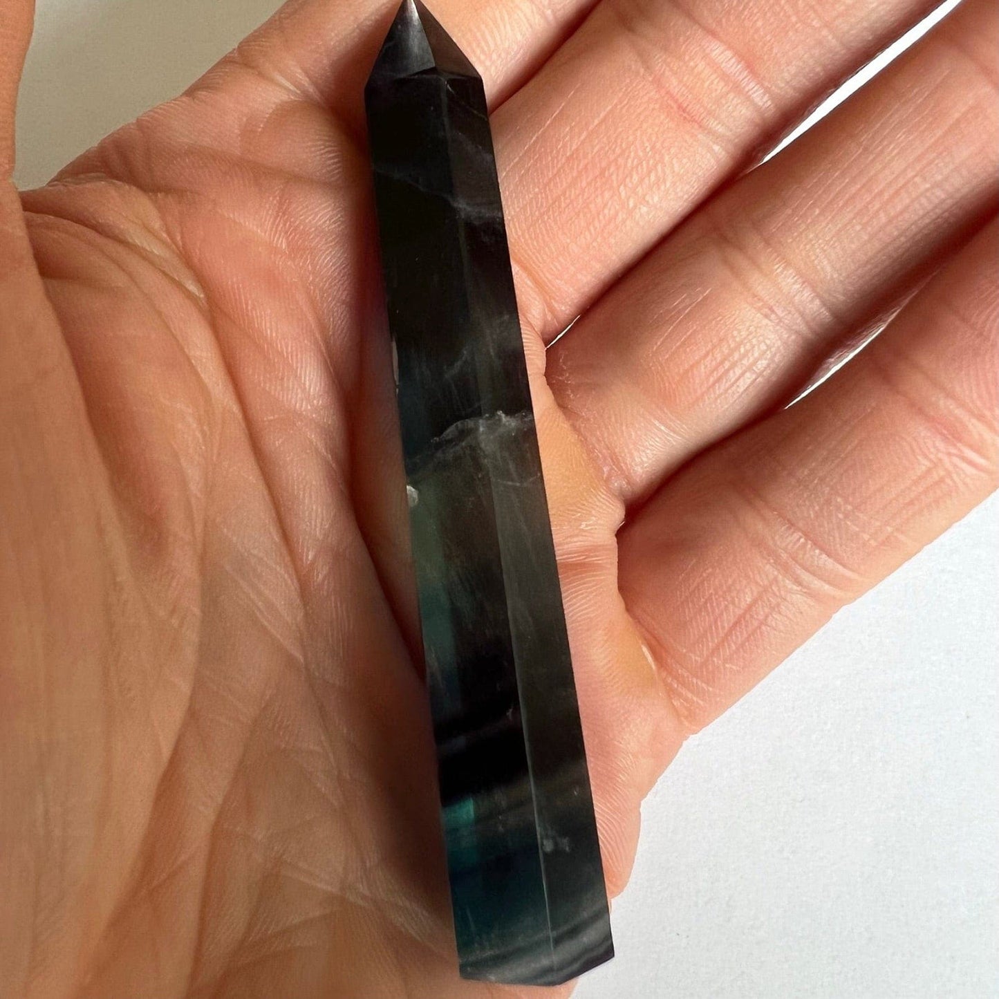 Fluorite Quartz Crystal Natural Gem Stone Wand Point Rainbow Gemstone Ornament