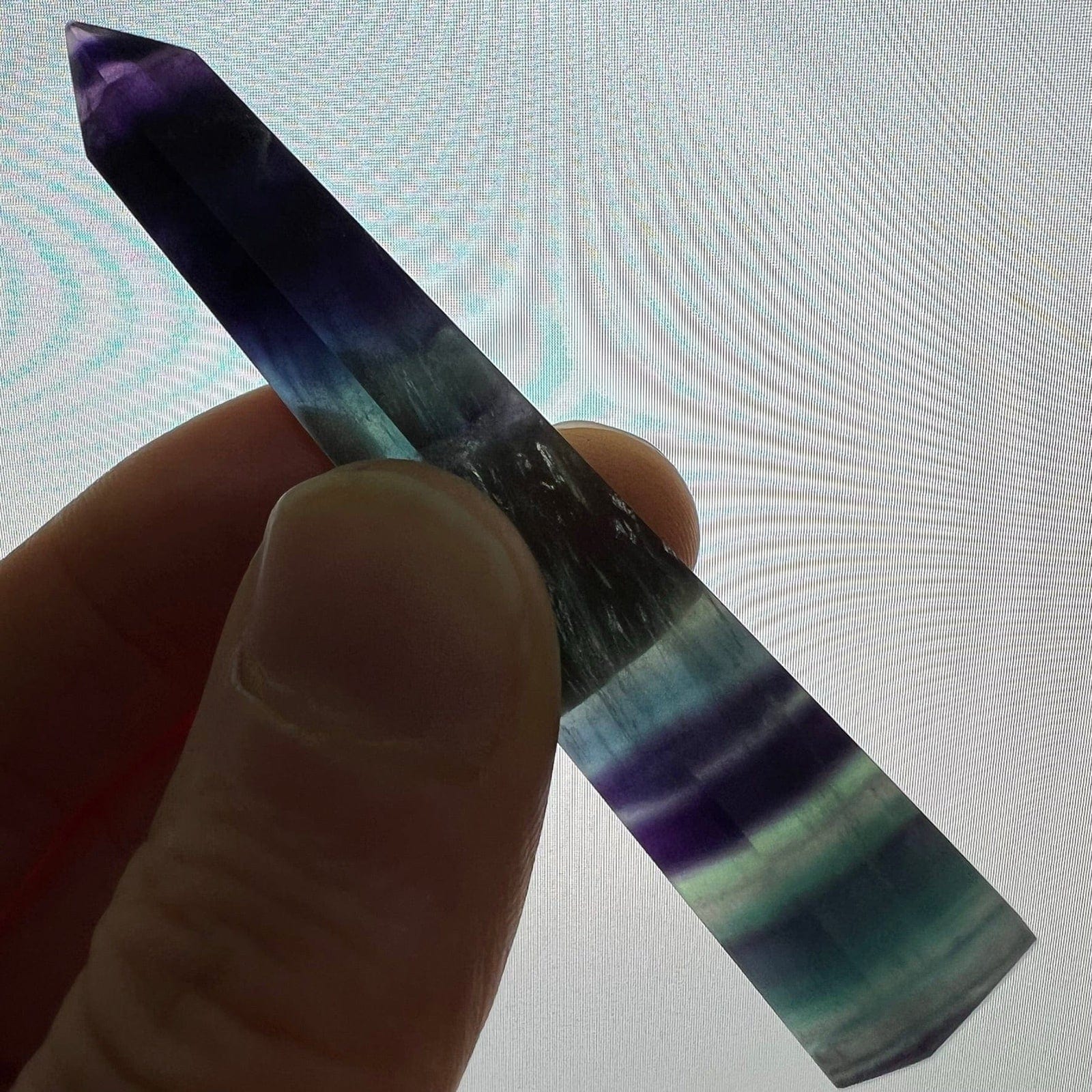 Fluorite Quartz Crystal Natural Gem Stone Wand Point Rainbow Gemstone Ornament