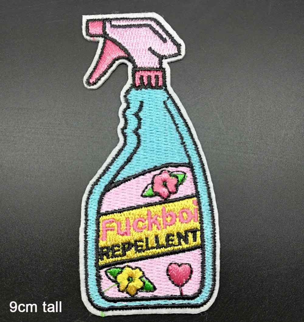 Fuckboi Repellent Iron On Patch Sew On Patch Household Cleaning Product Embroidered Badge Embroidery Applique Motif