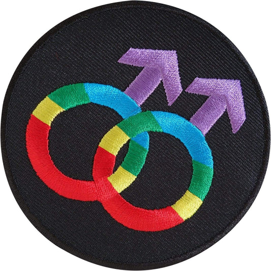Gay Pride Rainbow Embroidered Iron Sew On Patch Male Sex Mars Symbol Sign Badge