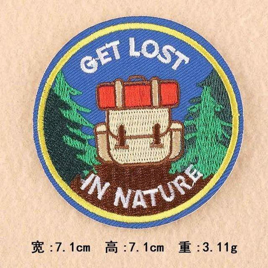 Get Lost In Nature Patch Iron On Sew On Embroidered Badge Embroidery Applique Outdoor Camping Hiking