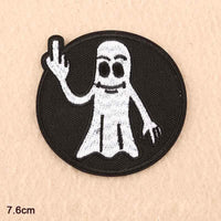 Ghost Swearing Giving Middle Finger Iron On Patch Sew On Patch Embroidered Badge Embroidery Applique Motif