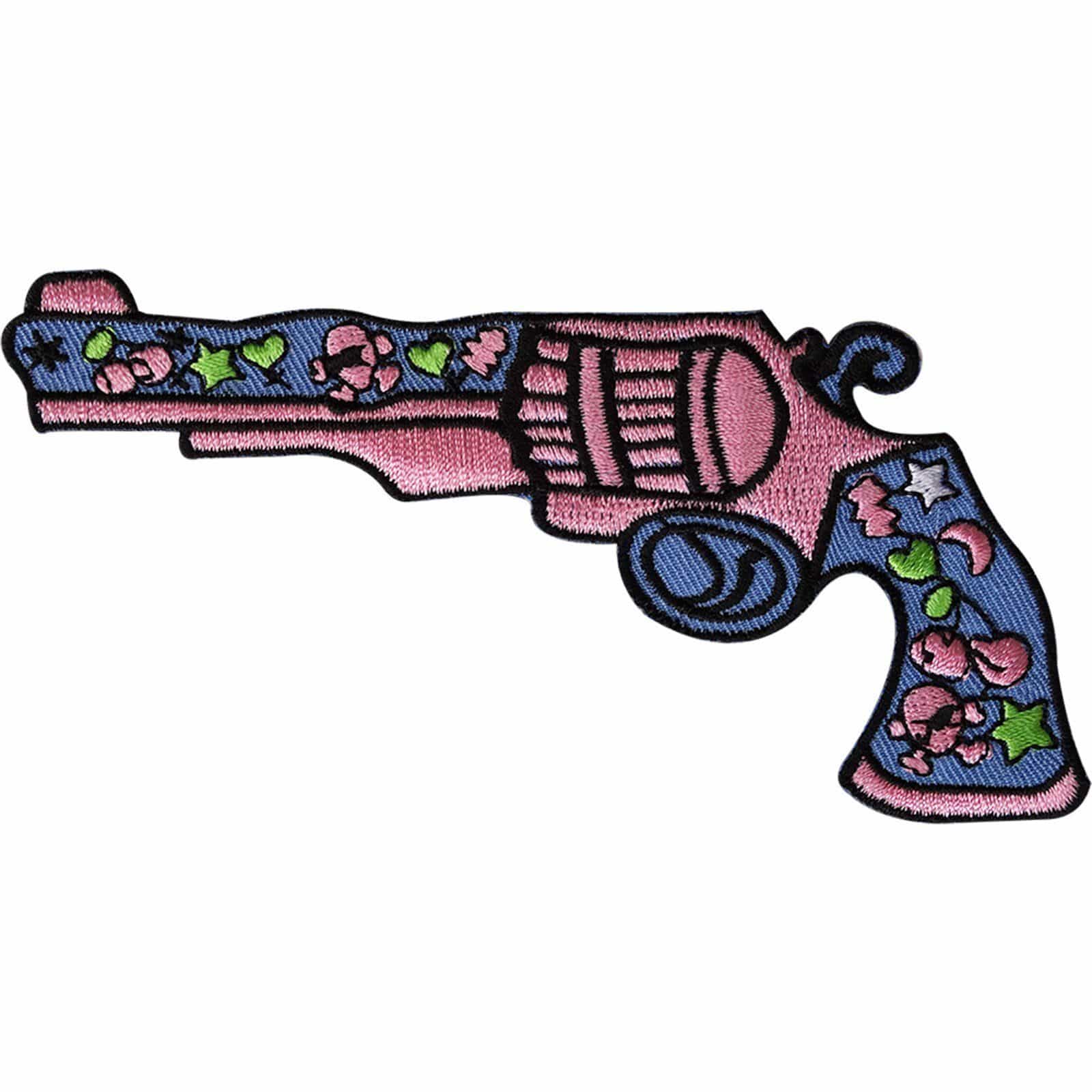 Girls Pink Cowboy Pistol Gun Patch Embroidered Badge Iron Sew On Shirt Jeans Bag