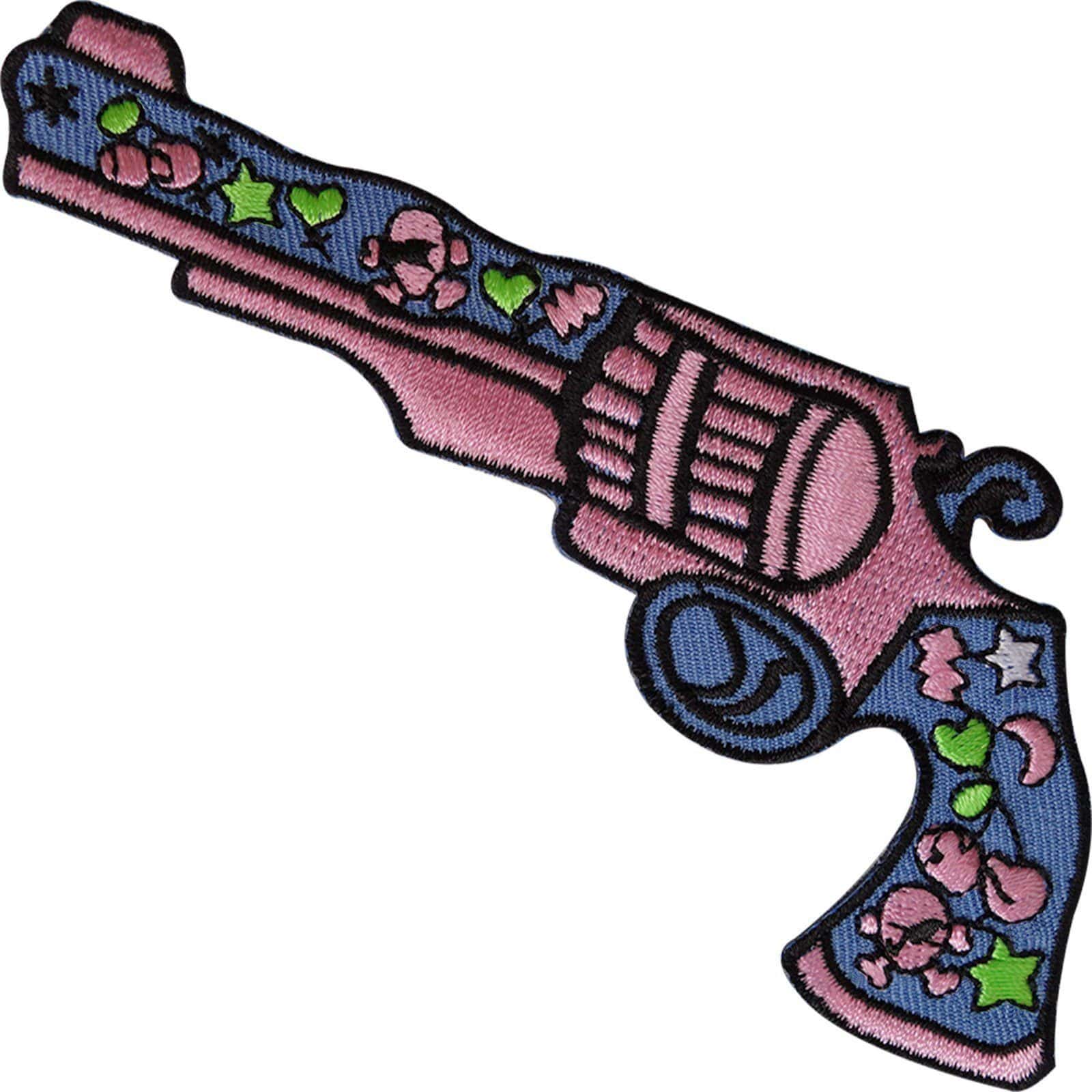 Girls Pink Cowboy Pistol Gun Patch Embroidered Badge Iron Sew On Shirt Jeans Bag