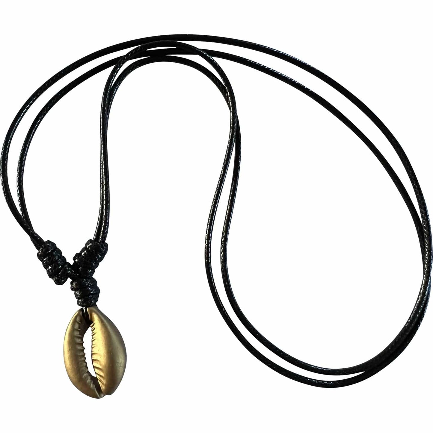 Gold Colour Shell Pendant Necklace Black Cord Chain Mens Womens Beach Jewellery