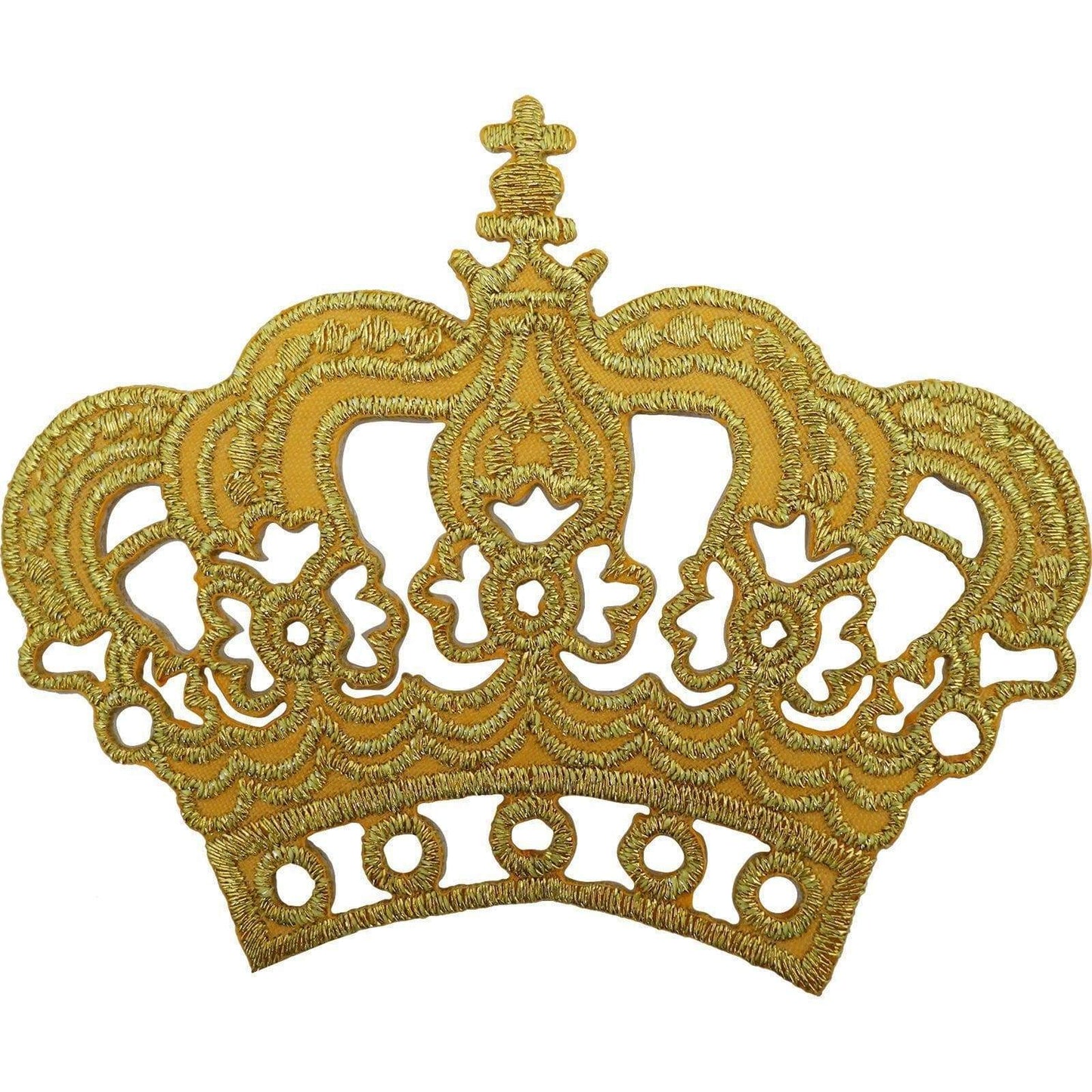 Gold Crown Patch Embroidered Iron / Sew On King Queen Fancy Dress Costume Badge