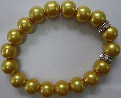 Gold Faux Pearl Bracelet Wristband Bangle Womens Ladies Childs Girls Jewellery Gold Faux Pearl Bracelet Wristband Bangle Womens Ladies Childs Girls Jewellery
