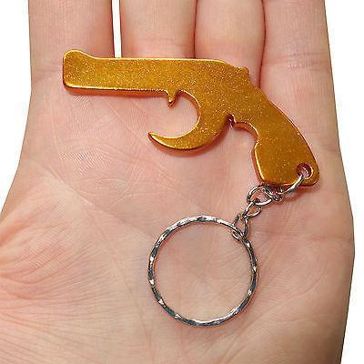 Gold Gun Pistol Key Ring Chain Fob Bottle Opener Keyring Keychain Bag Charm Toy Gold Gun Pistol Key Ring Chain Fob Bottle Opener Keyring Keychain Bag Charm Toy