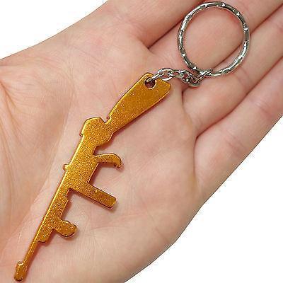 Gold Machine Gun Key Ring Chain Fob Beer Bottle Opener Cool Keyring Keychain Toy