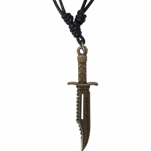 Gold Metal Knife Necklace Pendant Chain Mens Womens Girls Boys Kids Jewellery