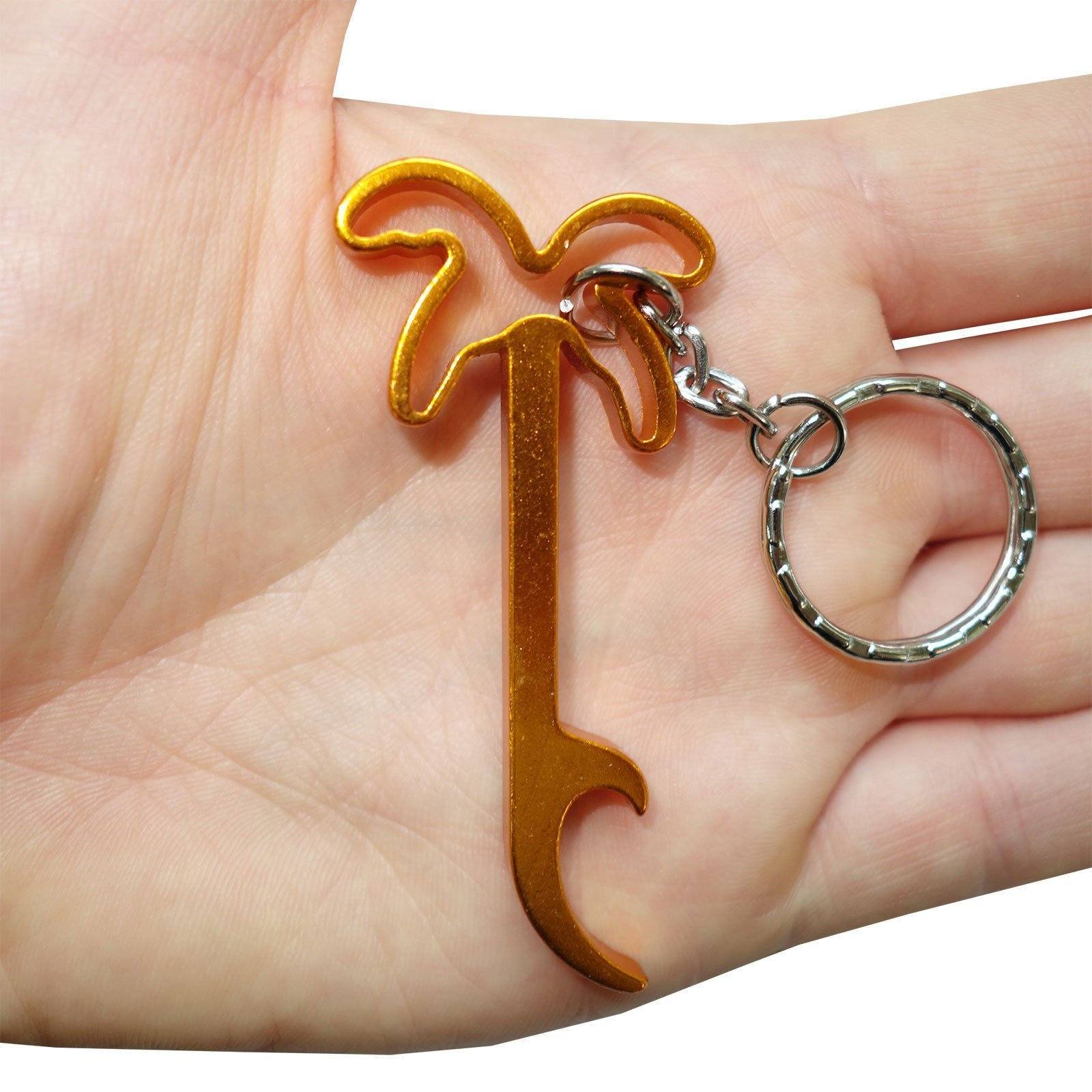 Gold Palm Tree Key Ring Chain Fob Beer Bottle Opener Keyring Keychain Bag Charm
