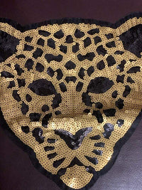 Gold Sequin Large Leopard Patch Sew On Patch Big Embroidered Badge Embroidery Motif Applique