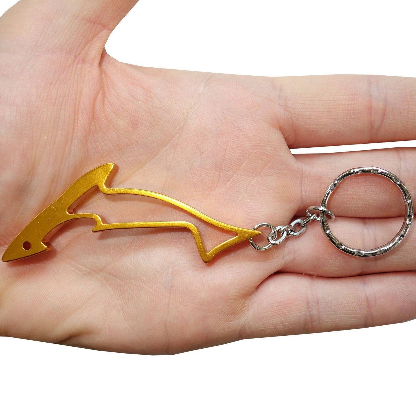 Gold Shark Key Ring Chain Fob Bottle Opener Cool Keyring Keychain Party Bag Toy